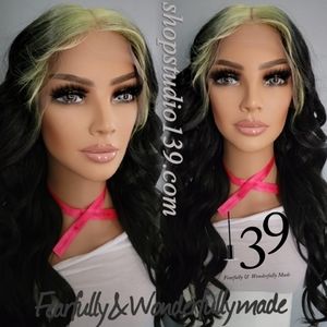 Human hair green 💚 rooted waterwave lace front wig